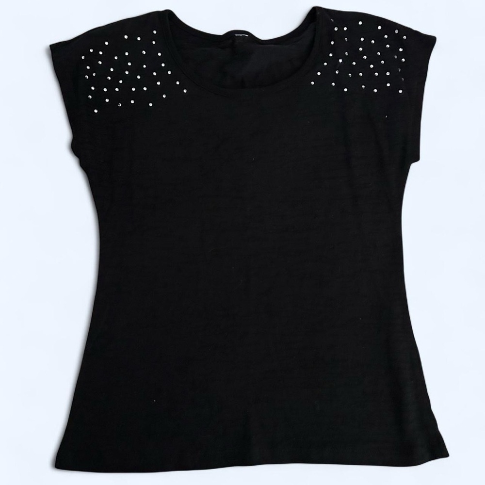 Chic Black Studded Women's Tee